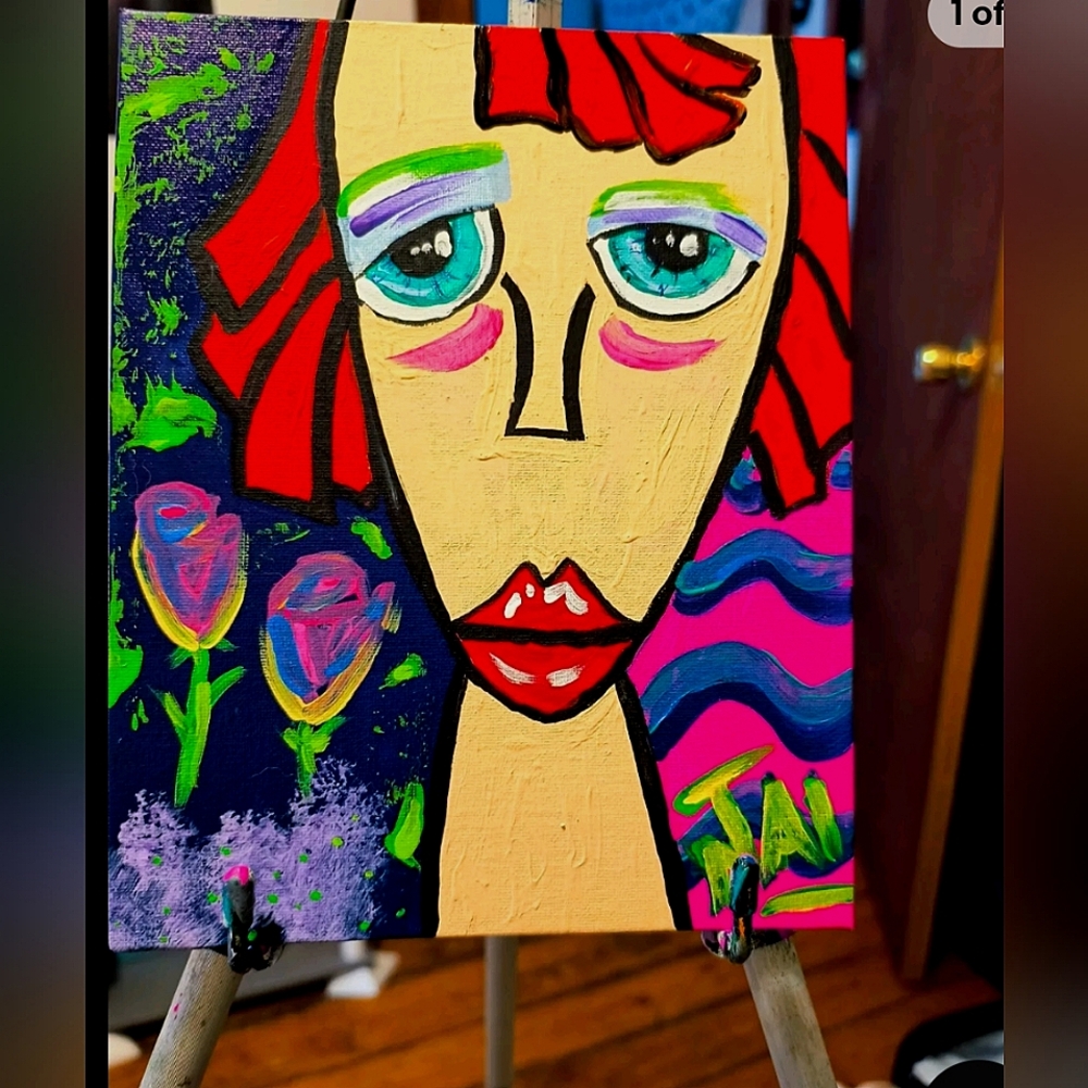 Colorful acrylic painting 12 by 8